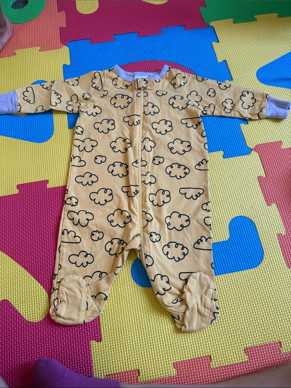 Gerber Yellow Cloud Print Footed One-Piece